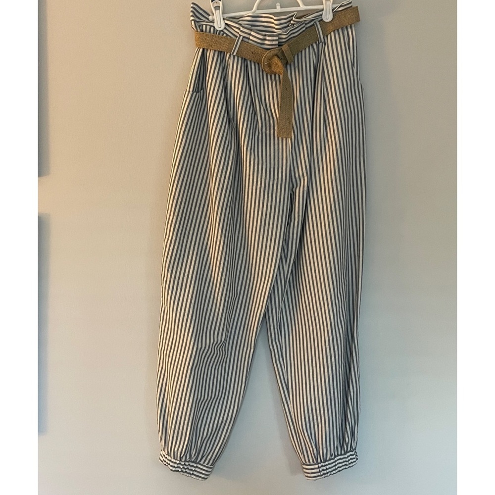 Zara Blue and White Pinstripe Pants